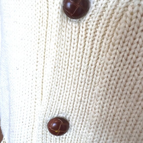 80's Collegiate Cardigan - Vanilla & Navy - Large - Unisex - Gender Neutral - Picture 6 of 9